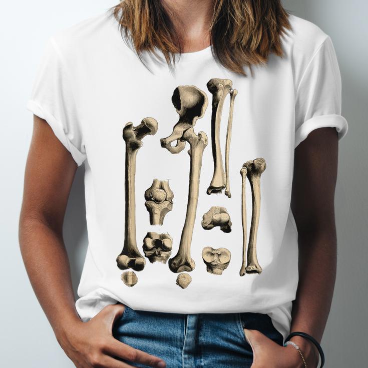 Hip And Leg Bones Book Print Vintage Human Bones Unisex Jersey T-Shirt