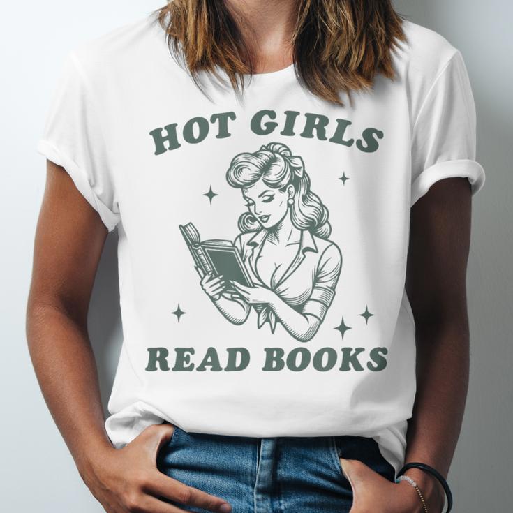 Hot Girls Read Books Bookish Booklover Christmas Unisex Jersey T-Shirt