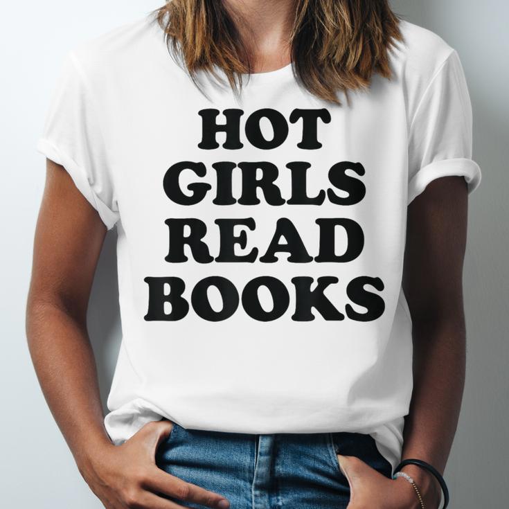 Hot Girls Read Books Lover Bookworm Librarian Book Reading Unisex Jersey T-Shirt
