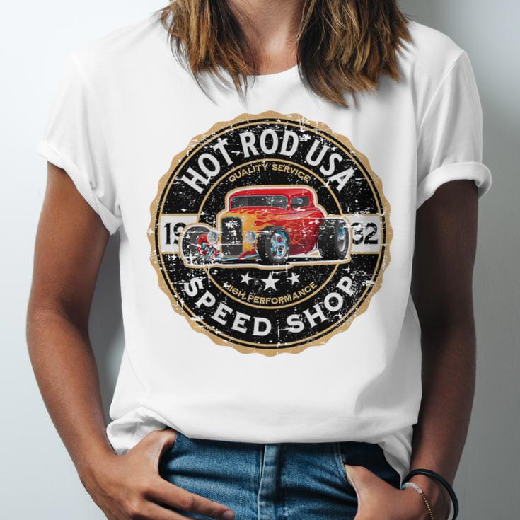 Hotrod Custom Car Automotive Nostalgia Distressed Premium Tri-Blend Unisex Jersey T-Shirt