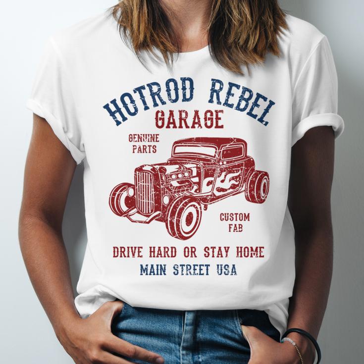 Hotrod Rebel Automotive Nostalgia Old Car Distressed Premium Tri-Blend Unisex Jersey T-Shirt