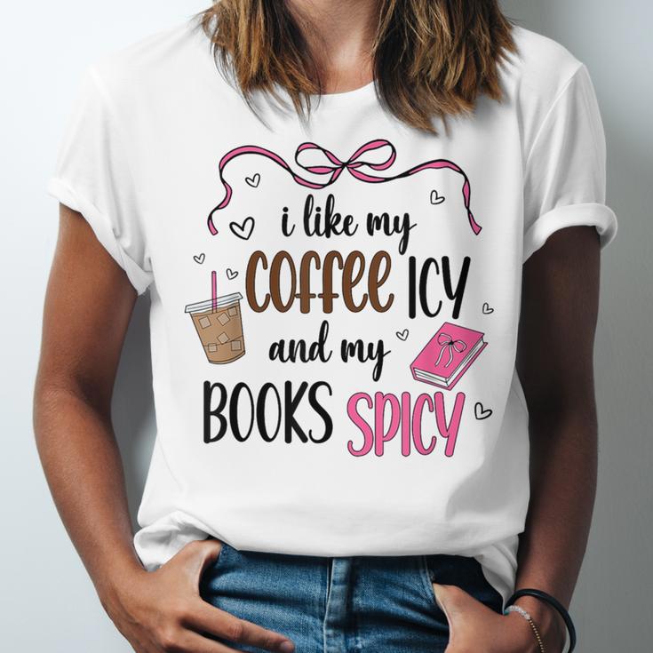 Iced Coffee & Reading Smut Books Girly Spicy Novels Unisex Jersey T-Shirt
