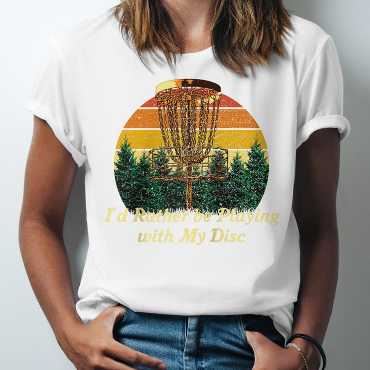 Id Rather Be Playing With My Disc Introvert Disc Golf Raglan Baseball Tee Unisex Jersey T-Shirt