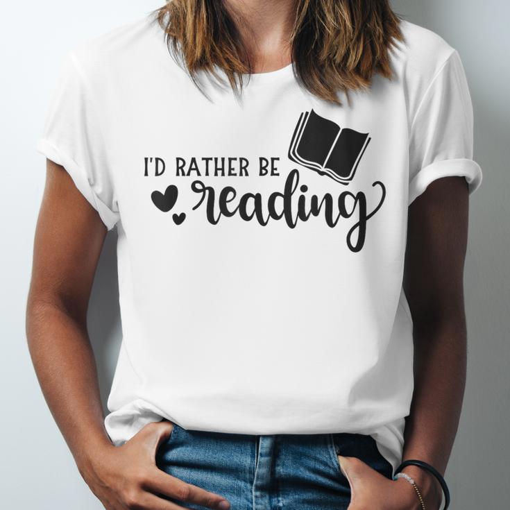I'd Rather Be Reading Book Lover Bookworm Reading Unisex Jersey T-Shirt I'd Rather Be Reading Book Lover Bookworm Reading Unisex Jersey T-Shirt