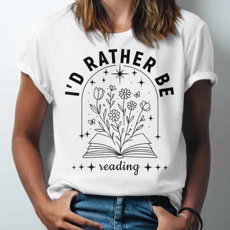 I’d Rather Be Reading Minimal Book Lover Arch Unisex Jersey T-Shirt