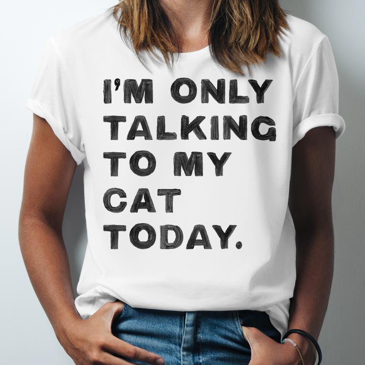 I'm Only Talking To My Cat Today Introvert Chalk For Men Women Unisex Jersey T-Shirt