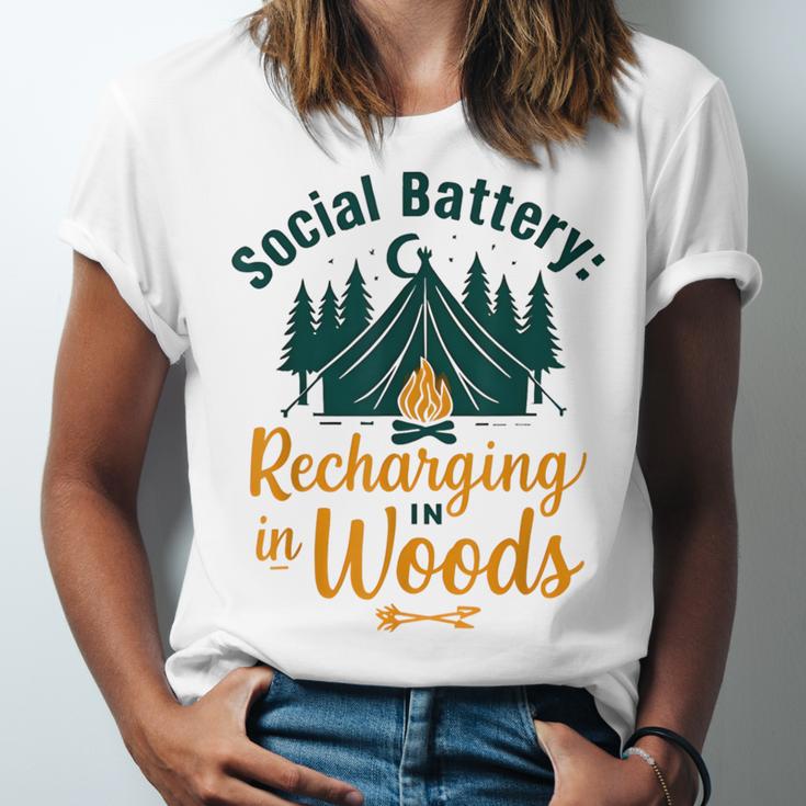 Introvert Camping Social Battery Recharging In The Woods Unisex Jersey T-Shirt Introvert Camping Social Battery Recharging In The Woods Unisex Jersey T-Shirt
