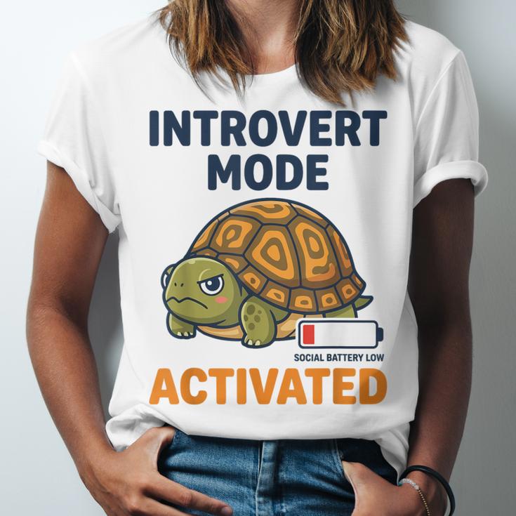 Introvert Mode Activated Low Social Battery Box Turtle Unisex Jersey T-Shirt