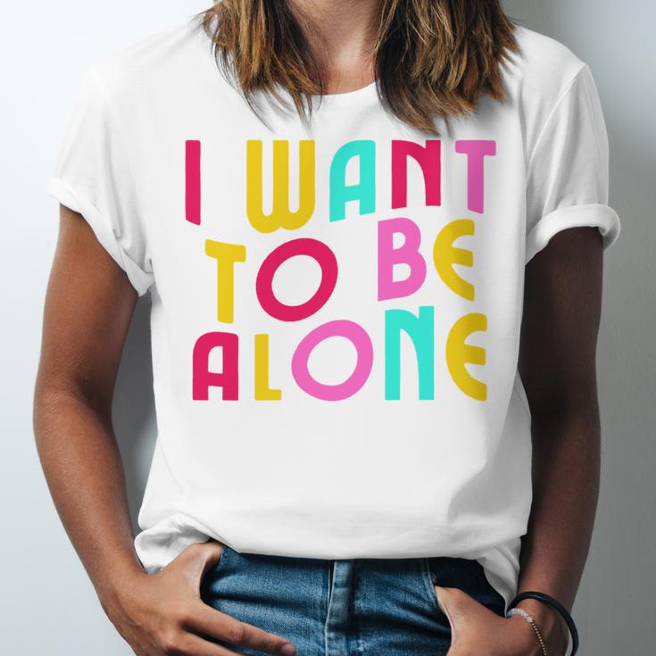 Introvert I Want To Be Alone Retro Wavy Unisex Jersey T-Shirt