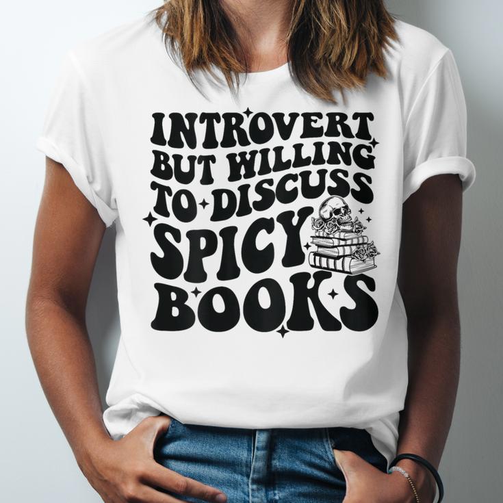 Introvert But Willing To Discuss Spicy Books Unisex Jersey T-Shirt Introvert But Willing To Discuss Spicy Books Unisex Jersey T-Shirt