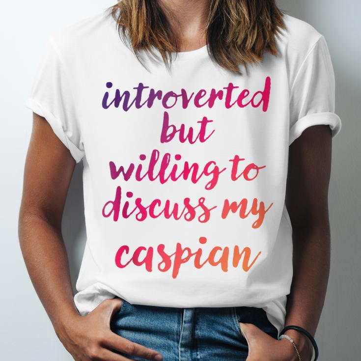 Introverted Willing To Discuss Caspian Introvert Unisex Jersey T-Shirt Introverted Willing To Discuss Caspian Introvert Unisex Jersey T-Shirt