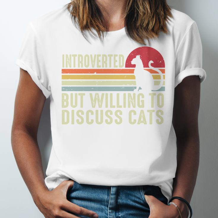 Introverted But Willing To Discuss Cats Kitten Pet Lover Unisex Jersey T-Shirt Introverted But Willing To Discuss Cats Kitten Pet Lover Unisex Jersey T-Shirt