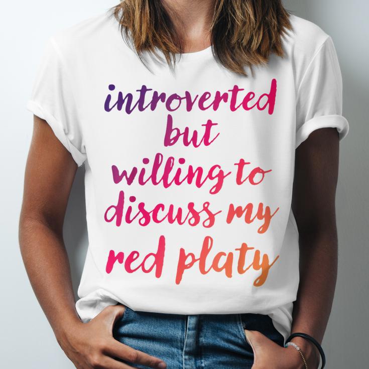 Introverted Willing To Discuss Red Platy Introvert Unisex Jersey T-Shirt Introverted Willing To Discuss Red Platy Introvert Unisex Jersey T-Shirt