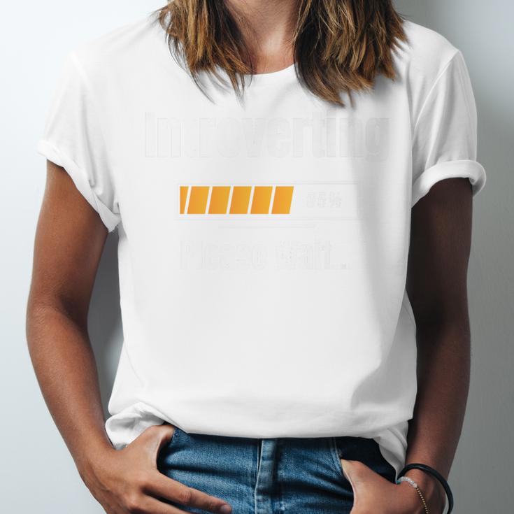 Introverting Please Wait Humor Sarcastic Geek Gamer Jokes Premium Unisex Jersey T-Shirt