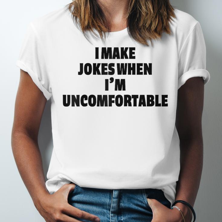 I Make Jokes When Im Uncomfortable Sarcastic Introvert Raglan Baseball Tee Unisex Jersey T-Shirt