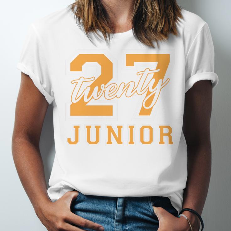 Junior Class 2027 Graduation Back To School Orange Letters Premium Tri-Blend Unisex Jersey T-Shirt