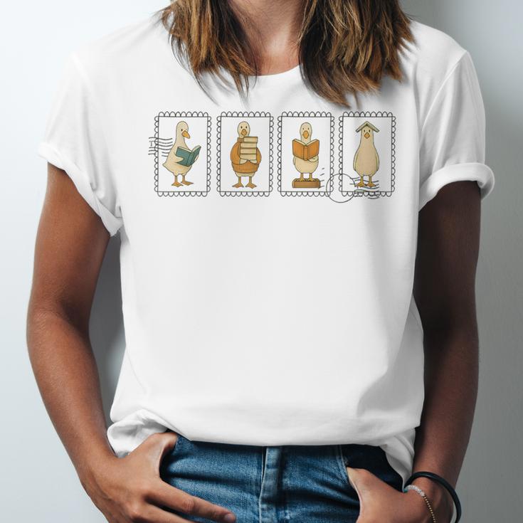 Just A Bookish Goose Reader SillyGoose Book Lover Outfit Unisex Jersey T-Shirt