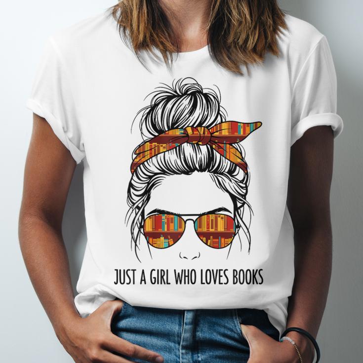 Just a Girl Who Loves Books Pajamas Shirt Reading Book Lover Unisex Jersey T-Shirt Just a Girl Who Loves Books Pajamas Shirt Reading Book Lover Unisex Jersey T-Shirt
