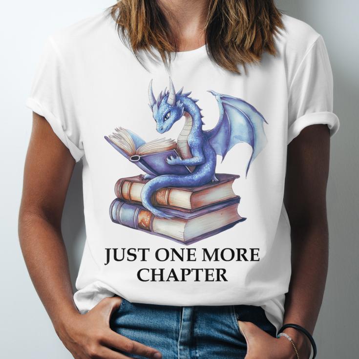 Just One More Chapter Book Dragon Reading Book Lover Bookish Unisex Jersey T-Shirt