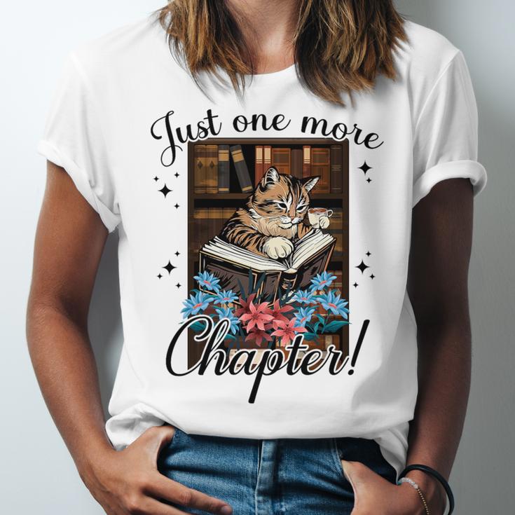 Just One More Chapter Cat Reading Books Coffee Lovers Premium Tri-Blend Unisex Jersey T-Shirt