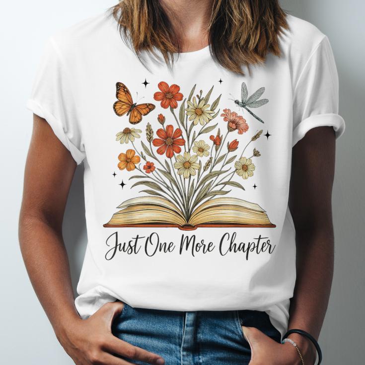 Just One More Chapter Open Book Flowers Unisex Jersey T-Shirt Just One More Chapter Open Book Flowers Unisex Jersey T-Shirt