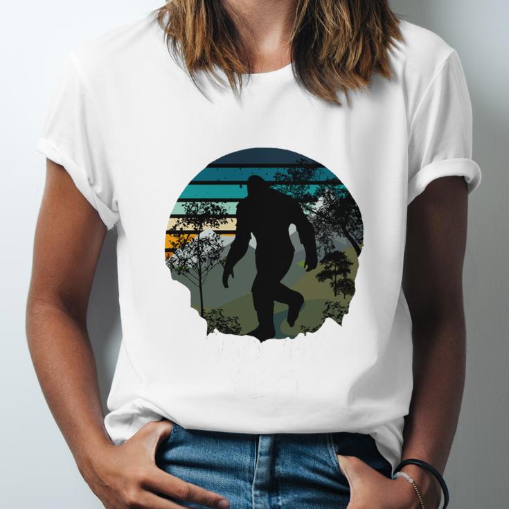 Just Me And My Yeti Retro Sunset Mountain Hiking Introvert Unisex Jersey T-Shirt