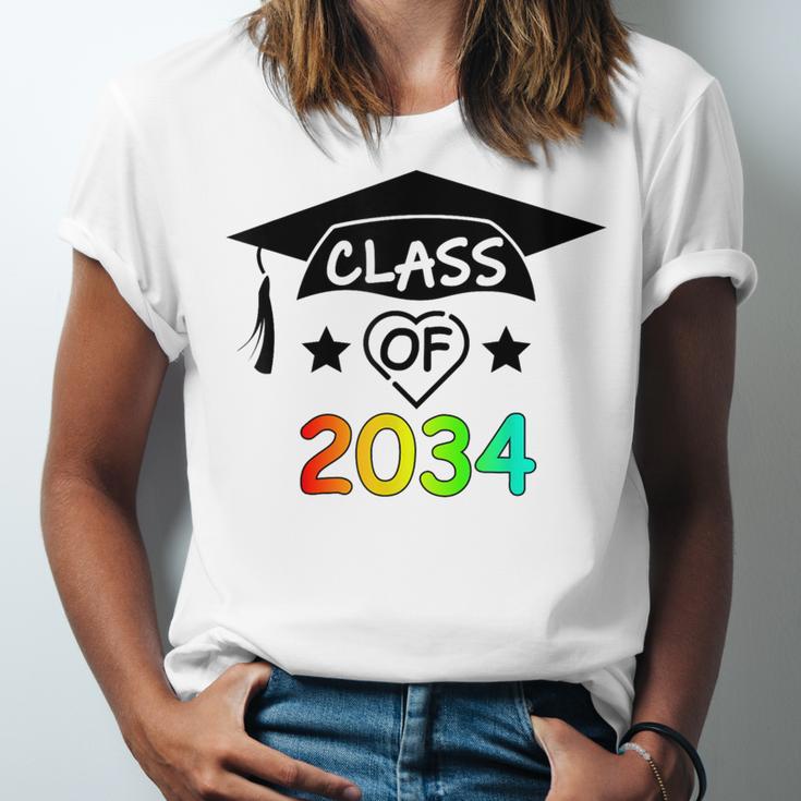 K -12th Grade Hand Prints Space Graduation Class Of 2034 Unisex Jersey T-Shirt