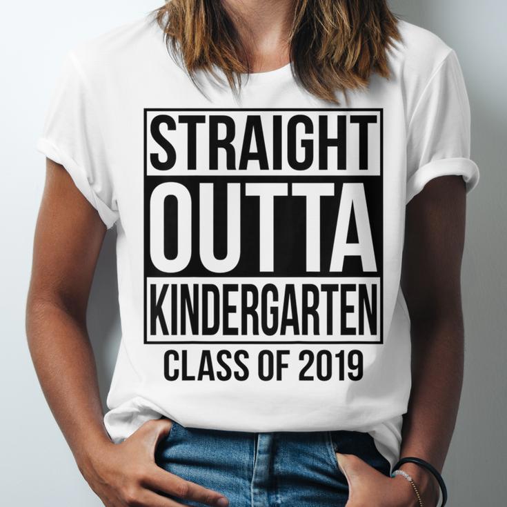 Kids Straight Outta Kindergarten Class Of 2019 Graduation Unisex Jersey T-Shirt