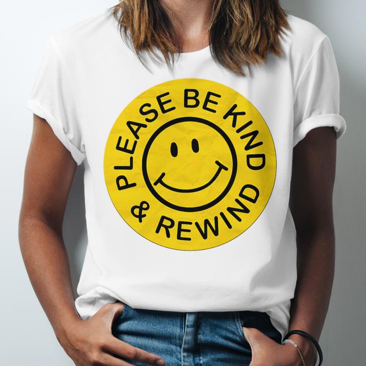 Be Kind Rewind Shirt Retro Nostalgia Sticker 80s 90s Tee Premium Tri-Blend Unisex Jersey T-Shirt