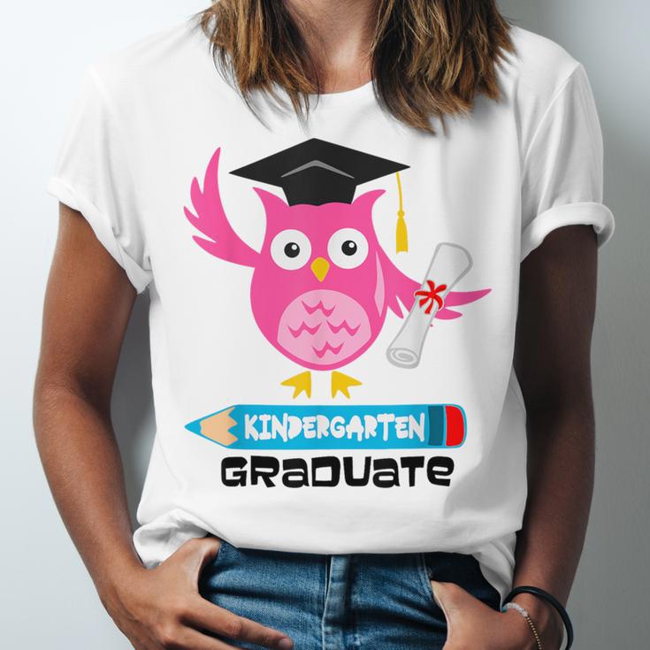 Kindergarten Graduation Tee Shirt Pink Owl T-Shir Unisex Jersey T-Shirt