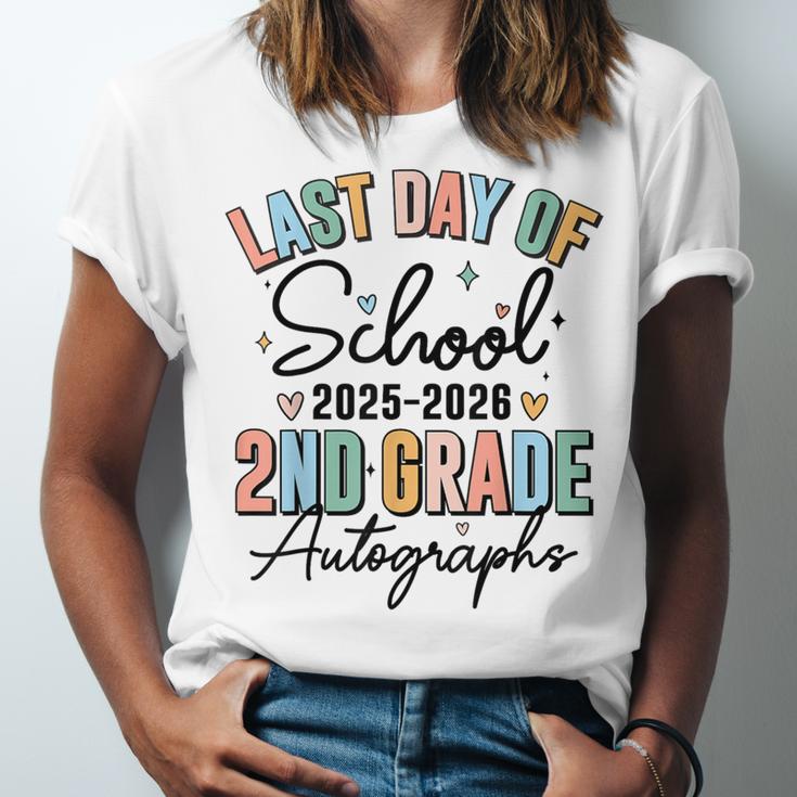 Last Day Of School Autograph 2nd Grade Graduation Boys Girls Unisex Jersey T-Shirt