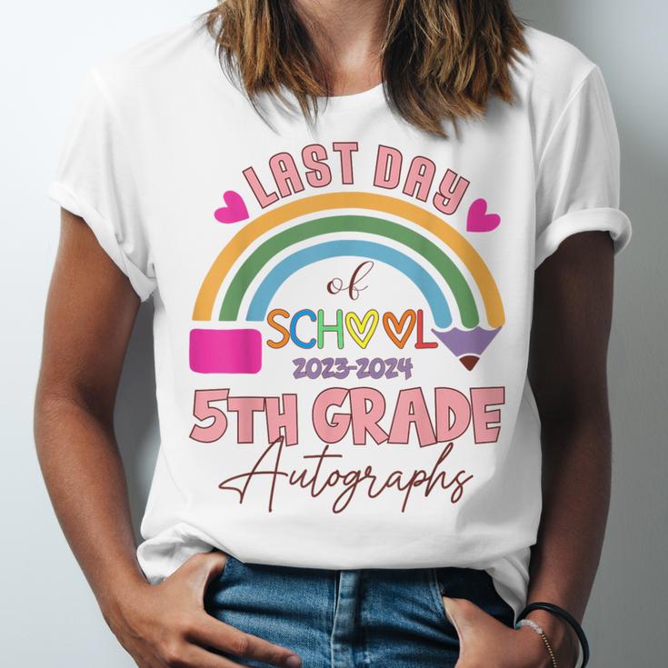 Last Day Of School Autograph 5th Grade Graduation Boys Girls Unisex Jersey T-Shirt