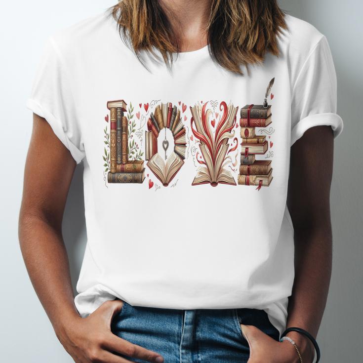 Librarian Reader Books Valentine Teacher Valentines Teach Unisex Jersey T-Shirt