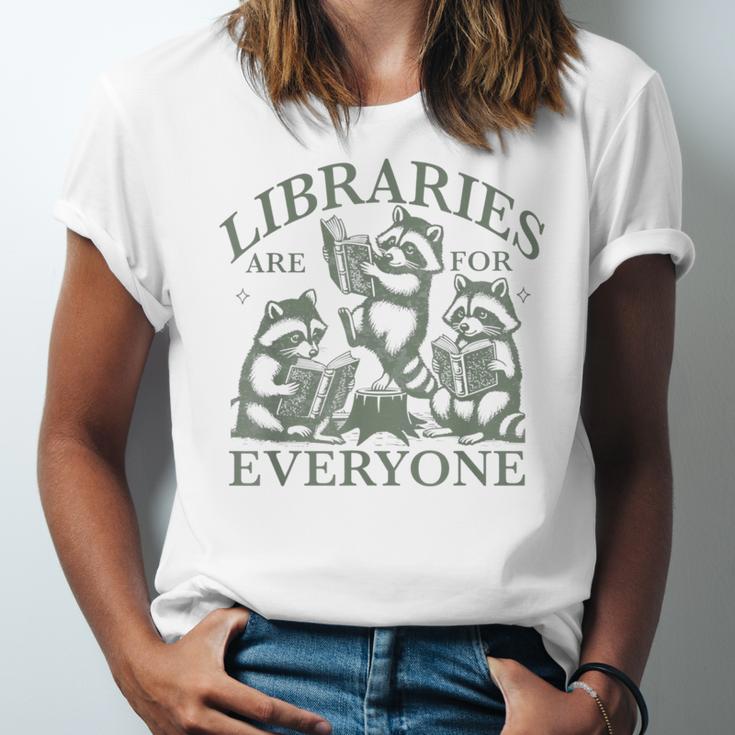 Libraries Are For Everyone Racoon Read Banned Book Librarian Unisex Jersey T-Shirt Libraries Are For Everyone Racoon Read Banned Book Librarian Unisex Jersey T-Shirt