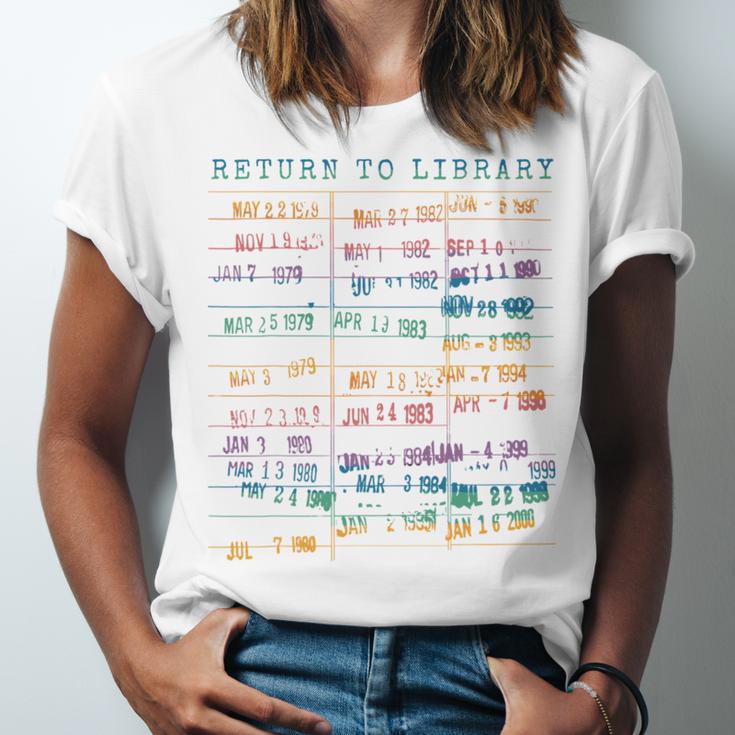 Library Card Vintage Book Due Date Bookish Rainbow Reading Unisex Jersey T-Shirt Library Card Vintage Book Due Date Bookish Rainbow Reading Unisex Jersey T-Shirt