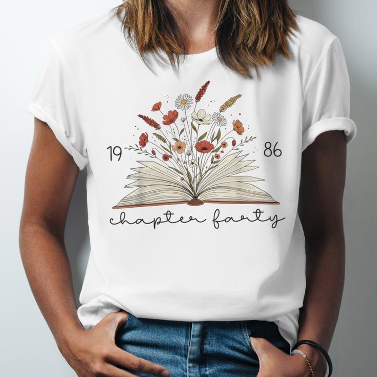 Life Chapter Forty 1986 Floral Book 40th Birthday Unisex Jersey T-Shirt
