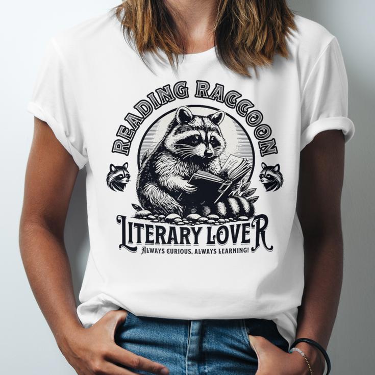 Literary Lover Reading Raccoon Books Premium Unisex Jersey T-Shirt
