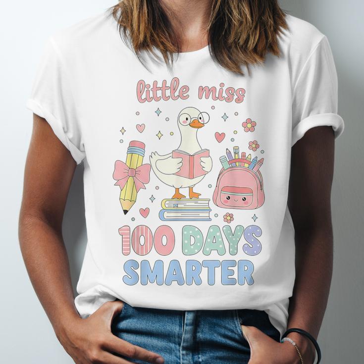 Little Miss 100 Days Smarter Cute Goose Reading Books Girls Unisex Jersey T-Shirt Little Miss 100 Days Smarter Cute Goose Reading Books Girls Unisex Jersey T-Shirt