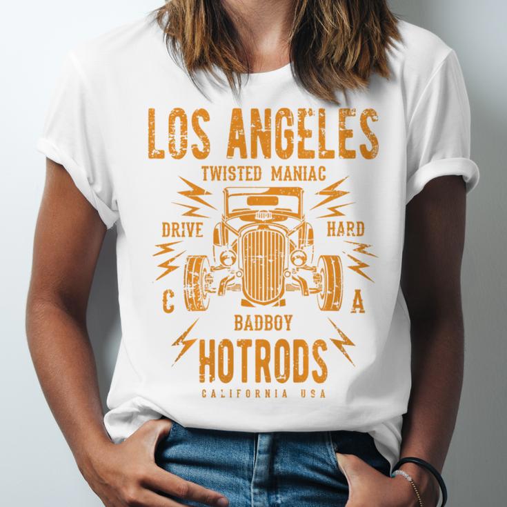Los Angeles Hotrods Automotive Nostalgia Distressed Premium Tri-Blend Unisex Jersey T-Shirt
