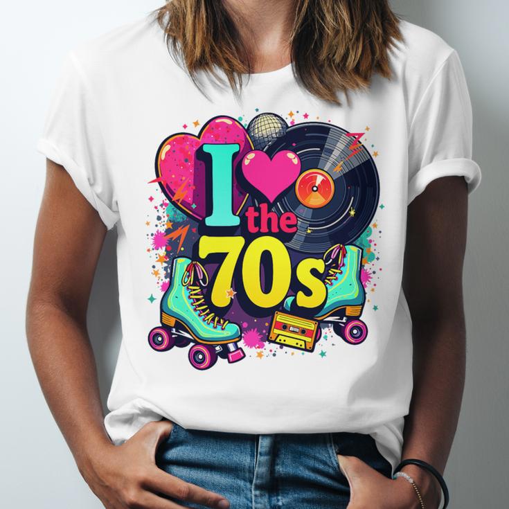 I Love The 70s Vintage Cassette Roller Vinyl Nostalgia 70s Premium Tri-Blend Unisex Jersey T-Shirt