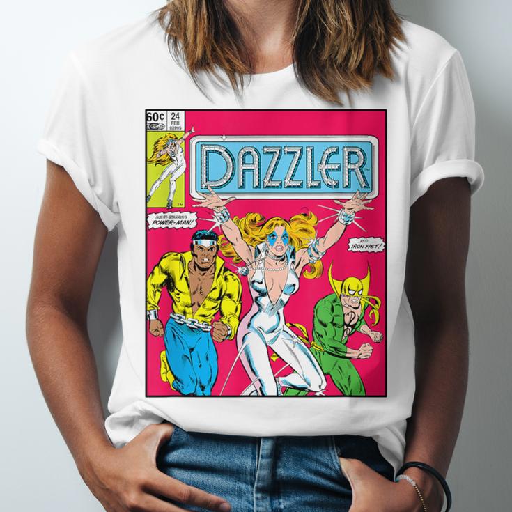 Marvel Universe Classic Dazzler Vintage Comic Book Cover Unisex Jersey T-Shirt Marvel Universe Classic Dazzler Vintage Comic Book Cover Unisex Jersey T-Shirt