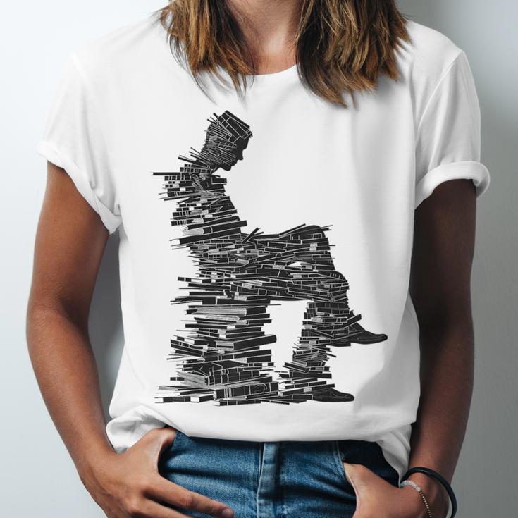 Men Pixel Art Geometric Book Human Drawing Graphic Men Unisex Jersey T-Shirt
