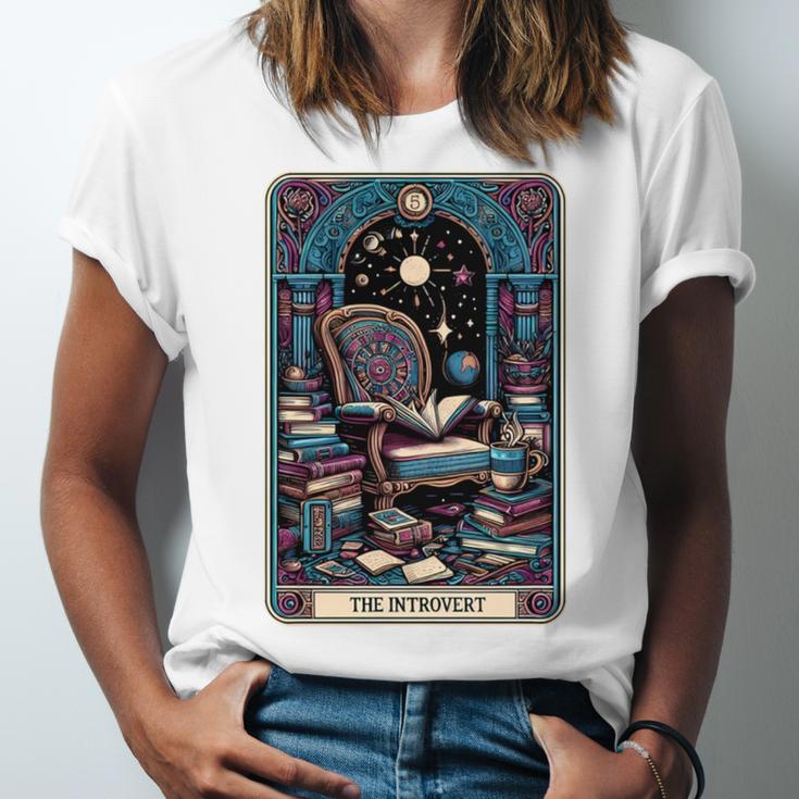 Mystical Library Book Reader The Introvert Tarot Card Unisex Jersey T-Shirt Mystical Library Book Reader The Introvert Tarot Card Unisex Jersey T-Shirt