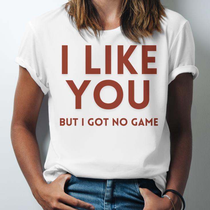 I Like You But Got No Game Introvert Minimalist Joke Unisex Jersey T-Shirt I Like You But Got No Game Introvert Minimalist Joke Unisex Jersey T-Shirt