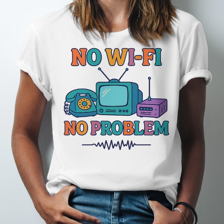 No Wi-Fi No Problem – Retro Dial Up Tech Nostalgia Premium Tri-Blend Unisex Jersey T-Shirt
