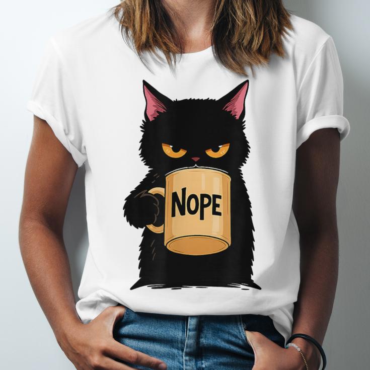 Nope Coffee Cat – Introvert Humor Monday Kitty Unisex Jersey T-Shirt Nope Coffee Cat – Introvert Humor Monday Kitty Unisex Jersey T-Shirt