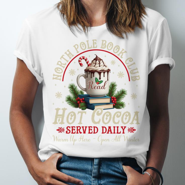 North Pole Book Club Hot Cocoa Librarians Bookish Christmas Unisex Jersey T-Shirt North Pole Book Club Hot Cocoa Librarians Bookish Christmas Unisex Jersey T-Shirt