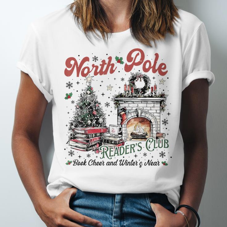 North Pole Book Club Book Lover Bookish Bookworm Christmas Unisex Jersey T-Shirt
