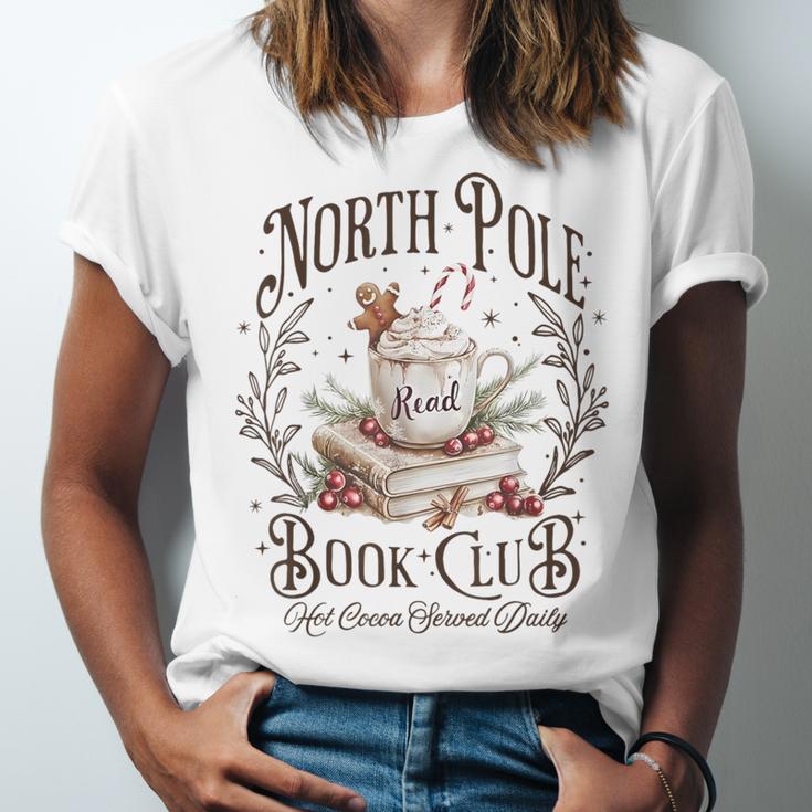 North Pole Readers Club Bookish Xmas Santa Book Reading Unisex Jersey T-Shirt
