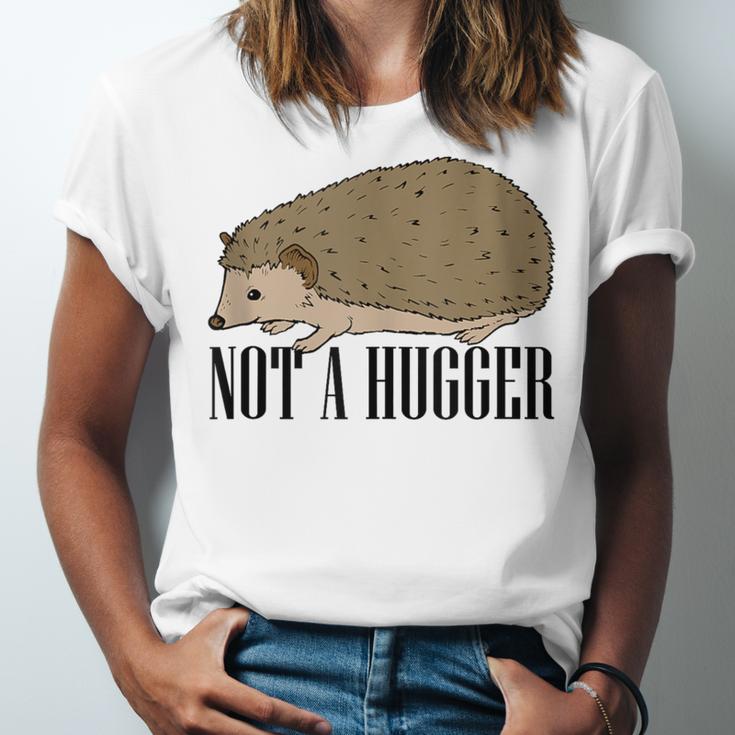 Not A Hugger Hedgehog Introvert Sarcasm Antisocial Unisex Jersey T-Shirt